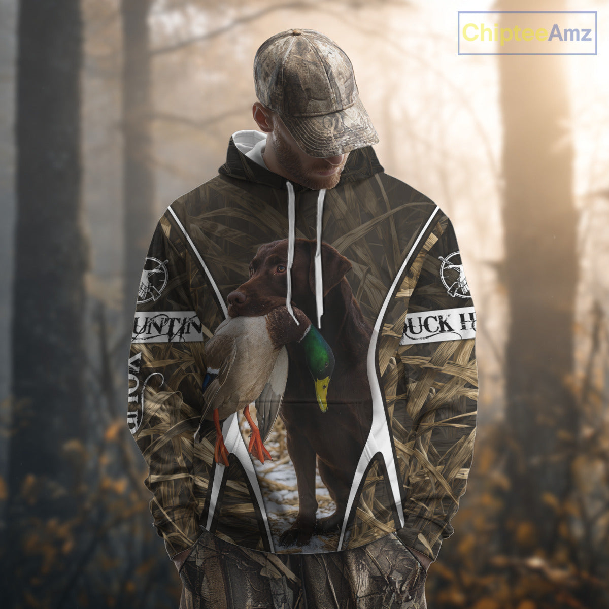 Duck Hunting Chocolate Lab 3D All Over Printed Camouflage Shirts, Duck Hunting Clothes NHT146