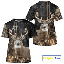 Load image into Gallery viewer, Personalized Deer Hunting Black Brown Camo Shirts,  Whitetail Deer Hunting Gift NHT311