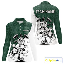 Load image into Gallery viewer, Green White Funny Golf Ball Pattern Womens Golf Polo Shirts Custom Golf Outfits Ladies, Green Golf Tops NHT784