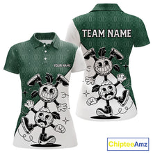 Load image into Gallery viewer, Green White Funny Golf Ball Pattern Womens Golf Polo Shirts Custom Golf Outfits Ladies, Green Golf Tops NHT784