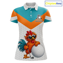 Load image into Gallery viewer, Personalized Cool Rooster Golf Polo Shirt  Custom Name Funny Chicken Golf Shirt
