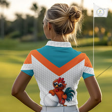 Load image into Gallery viewer, Personalized Cool Rooster With Sunglasses Womens Golf Polo - Custom Name Funny Chicken Golf Shirt NHT954