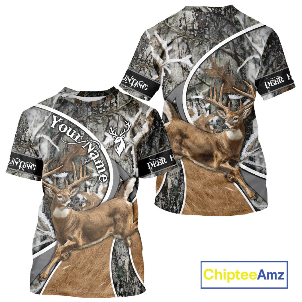 Whitetail Deer Hunting Big Game Shirt 3D All Over Print, Snow Winter Camo, Gift For Hunters NHT173