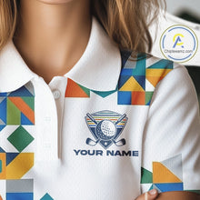Load image into Gallery viewer, Colorful Geometric Custom Womens Golf Polo Shirts, Golf Jerseys For Golfer NHT840