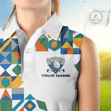 Load image into Gallery viewer, Colorful Geometric Custom Sleeveless Womens Golf Polo Shirts, Golf Jerseys For Golfer NHT840