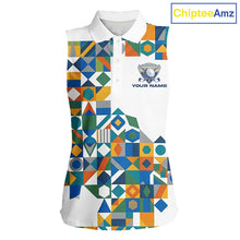 Load image into Gallery viewer, Colorful Geometric Custom Sleeveless Womens Golf Polo Shirts, Golf Jerseys For Golfer NHT840