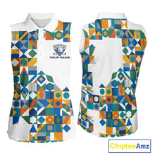 Load image into Gallery viewer, Colorful Geometric Custom Sleeveless Womens Golf Polo Shirts, Golf Jerseys For Golfer NHT840