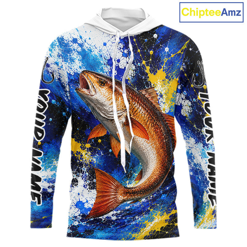 Custom Redfish Fishing Jersey – Saltwater Fishing Shirt Long Sleeve Hooded For Men