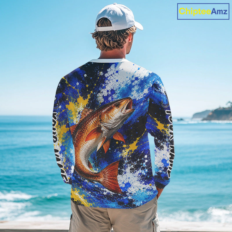 Custom Redfish Fishing Jersey – Saltwater Fishing Shirt Long Sleeve For Men