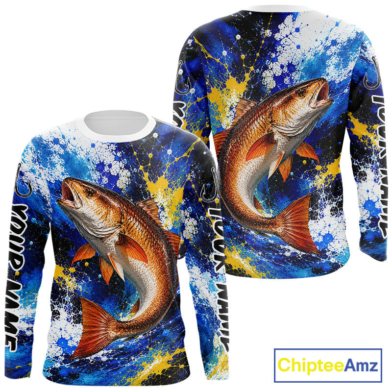 Custom Redfish Fishing Jersey – Saltwater Fishing Shirt Long Sleeve For Men