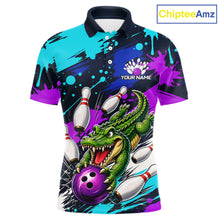 Load image into Gallery viewer, Custom Angry Alligator Bowling Jersey For Men, Bowling Uniform Bowling Team Shirts 