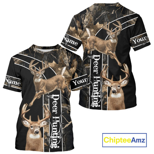 Best Deer Hunting Shirt Jumping Deer Custom Name Camo Clothes For Deer Hunters Gifts NHT187