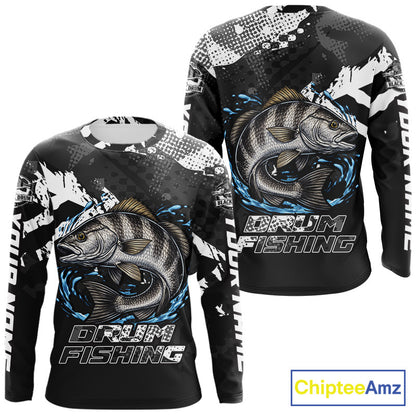 Beautiful Black Drum Fishing Shirts Long Sleeve For Men, Fishing Shirt Tournament NHT447