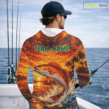 Load image into Gallery viewer, Personalized Redfish Fish Hooded Fishing Shirt Long Sleeve – Sunset Ocean Design NHT712