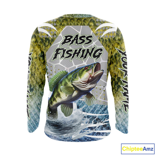 Beautiful Bass Fishing Shirts Long Sleeve Customize Name Fishing Personalized Gift NHT404