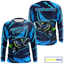 Load image into Gallery viewer, Blue Camo Largemouth Bass Fishing Jerseys, Custom Bass Performance Fishing Apparel NHT460