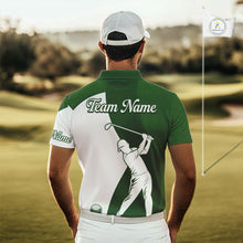 Load image into Gallery viewer, Custom Green &amp; White Golf Shirt For Mens, Golf Jersey Team Golf For Mens NHT560