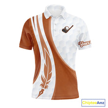 Load image into Gallery viewer, Funny Mens Golf Polo Shirt Custom Brown And White Platypus Pattern White Golf Shirts NHT576