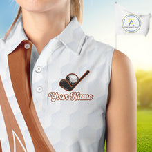 Load image into Gallery viewer, Funny Womens Sleeveless Golf Polo Shirt Custom Brown And White Platypus Pattern White Golf Shirts NHT576