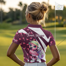 Load image into Gallery viewer, Cute Pink Flamingo Custom Pattern Funny Golf Shirts For Women, Flamingo Golf Team Shirt NHT593