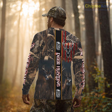 Load image into Gallery viewer, Whitetail Deer Camouflage US Flag Personalized Hunting Shirts, Hoodie Hunting Gift NHT321