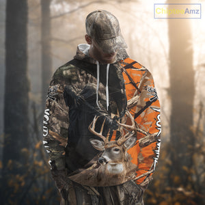 Deer Hunting Grim Reaper Camo Orange 3D All Over Printed Shirt, Personalized Hunting Shirt NHT269