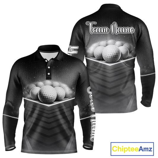 Black Golf Polos Shirts For Mens Custom Golf Ball Clubs, Best Golf Gift Custom Name For Team Name NHT628