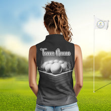 Load image into Gallery viewer, Black Sleeveless Golf Polos Shirts Custom Golf Ball Clubs, Best Golf Gift Custom Name For Team Name NHT628