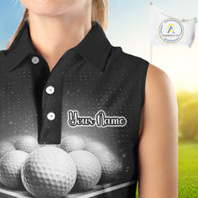 Load image into Gallery viewer, Black Sleeveless Golf Polos Shirts Custom Golf Ball Clubs, Best Golf Gift Custom Name For Team Name NHT628