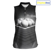 Load image into Gallery viewer, Black Sleeveless Golf Polos Shirts Custom Golf Ball Clubs, Best Golf Gift Custom Name For Team Name NHT628