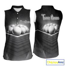 Load image into Gallery viewer, Black Sleeveless Golf Polos Shirts Custom Golf Ball Clubs, Best Golf Gift Custom Name For Team Name NHT628
