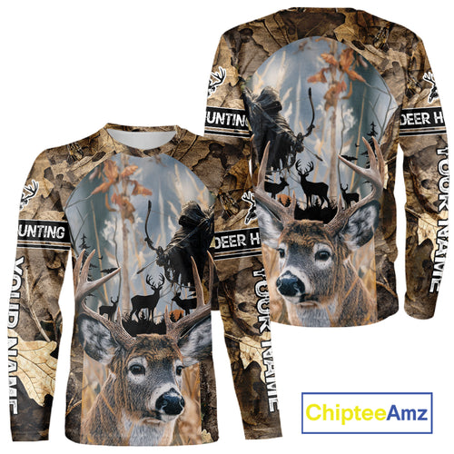 Deer Hunting Grim Reaper Camo Forest 3D All Over Printed Shirt, Personalized Hunting Shirt NHT273