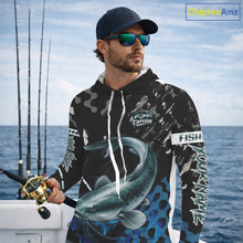 Load image into Gallery viewer, Black Camo Custom Catfish Fishing Shirts Long Sleeve Hooded, Catfish Fishing Jerseys For Men NHT499