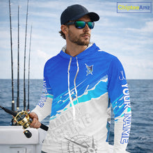 Load image into Gallery viewer, Marlin Fishing Custom Hooded Fishing Shirts Long Sleeve For Men, Marlin Saltwater Fishing Shirt NHT643