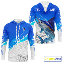Load image into Gallery viewer, Marlin Fishing Custom Hooded Fishing Shirts Long Sleeve For Men, Marlin Saltwater Fishing Shirt NHT643