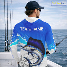 Load image into Gallery viewer, Sailfish Fishing Custom Hooded Fishing Shirts Long Sleeve For Men, Sailfish Saltwater Fishing Shirt NHT644