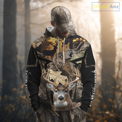 Whitetail Deer Hunting Camo Forest 3D All Over Printed Shirt, Personalized Hunting Shirt NHT277