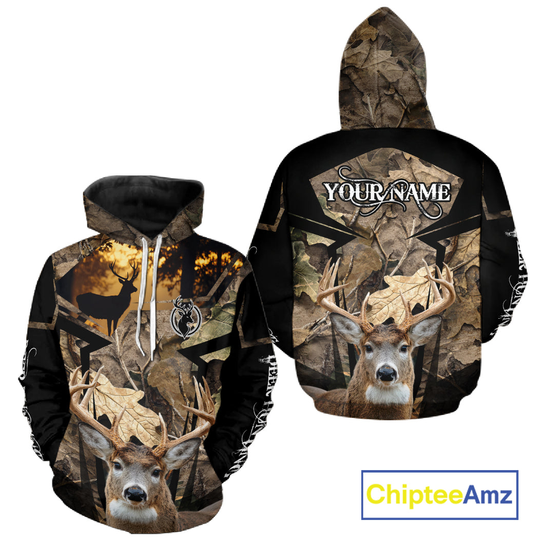 Whitetail Deer Hunting Camo Forest 3D All Over Printed Shirt, Personalized Hunting Shirt NHT277