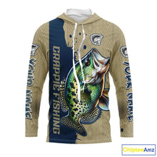 Load image into Gallery viewer, Personalized Crappie Hooded Fishing Shirts Long Sleeve For Men, Crappie Fishing Jerseys NHT510