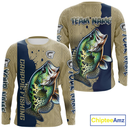 Personalized Crappie Fishing Shirts Long Sleeve For Men, Crappie Fishing Jerseys NHT510