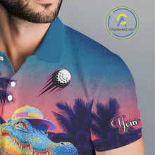 Load image into Gallery viewer, Funny Neon Alligator Golf Polo Shirts For Men Custom Team Alligator Golf Outfit, Golfer Gifts NHT663