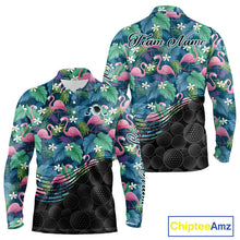 Load image into Gallery viewer, Flamingo Mens Golf Ball Polo Shirts, Colorful Tropical Flamingo Pattern, Tropical Golf Shirt NHT668