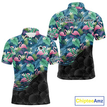 Load image into Gallery viewer, Flamingo Mens Golf Ball Polo Shirts, Colorful Tropical Flamingo Pattern, Tropical Golf Shirt NHT668
