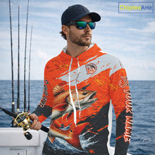 Load image into Gallery viewer, Custom Redfish Fishing Tournament Jerseys, Red Drum Orange Hooded Fishing Shirts Long Sleeve  NHT572