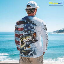 Load image into Gallery viewer, American Flag Custom Bass Fishing Shirts Long Sleeve, Patriotic Fishing Shirt NBT447