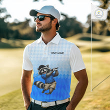 Load image into Gallery viewer, Funny Raccoon Golf Polo Shirt Personalized Name Custom Golf Shirt Golfer Gift For Mens NBT887