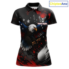 Load image into Gallery viewer, Red, White And Blue American Flag Eagle Womens Golf Polo Shirts Custom Patriotic Golf Team Shirts NBT809