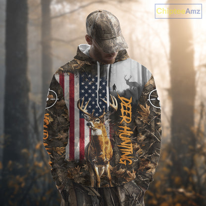 Orange Deer Hunting Camouflage Personalized Hunting Shirt, Hoodie Hunting Shirt For Men NBT308