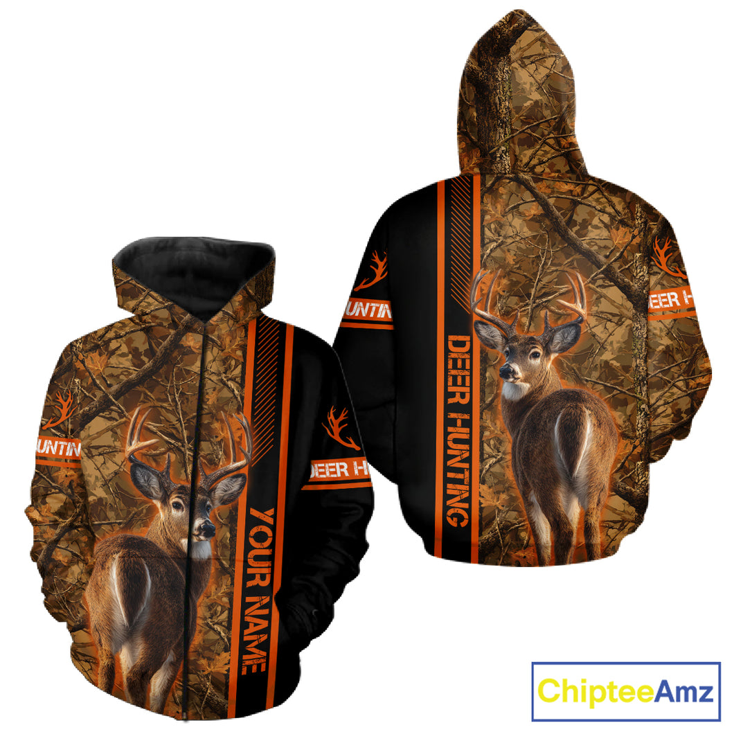 Whitetail Deer Hunting Season Shirt 3D Custom Hoodie Hunting Gift Orange Camouflage Deer Shirts NBT309