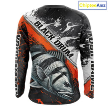 Load image into Gallery viewer, Custom Orange Camo Black Drum Jerseys For Fishing Team Long Sleeve Fishing Shirts NBT457